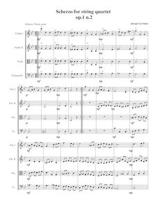 Partition Scherzo en g pour corde quatuor op.1 n.2, Scherzo, Op.1 No.2