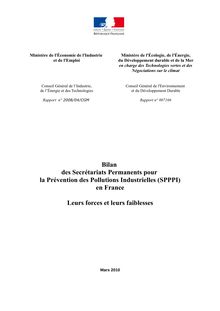 Bilan des Secrétariats Permanents pour la Prévention des Pollutions Industrielles (SPPPI) en France : leurs forces et leurs faiblesses
