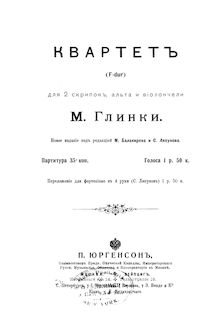 Partition complète, corde quatuor, Glinka, Mikhail