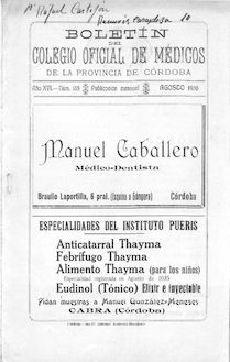 Boletín del Colegio Oficial de Médicos de la Provincia de Córdoba, n. 185 (1936)