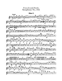 Partition hautbois 1, 2, Symphony No.102 en B♭ major, Sinfonia No.102
