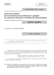 Agregint 2005 composition en langue etrangere agregation d anglais
