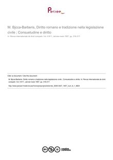 M. Bjcca-Barberis, Diritto rornano e tradizione nella legislazione civile ; Consuetudine e diritto - note biblio ; n°1 ; vol.9, pg 316-317