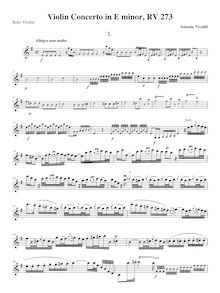 Partition violon solo, violon Concerto en E minor, RV 273, E minor