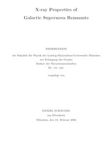 X-ray properties of galactic supernova remnants [Elektronische Ressource] / vorgelegt von Daniel Schaudel