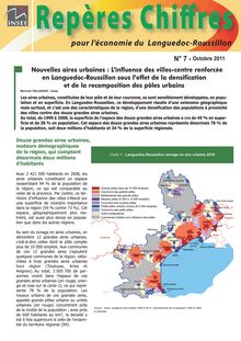 Nouvelles aires urbaines : L influence des villes-centre renforcée en Languedoc-Roussillon sous l effet de la densification et de la recomposition des pôles urbains