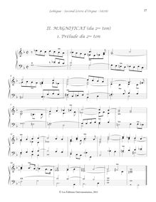 Partition , Magnificat du 2me ton, Prélude du 2me ton - , Duo du 2me (ton) - , Basse de Trompette du 2me (ton), Récit du 2me (ton) - , Trio du 2me (ton) - , Cornet du 2me (ton), Dialogue du 2me (ton) - , Plein Jeu, Deuxième Livre d Orgue
