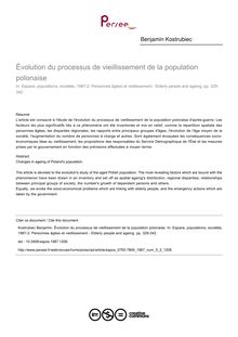 Évolution du processus de vieillissement de la population polonaise - article ; n°2 ; vol.5, pg 329-342