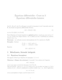 Equations differentielles Cours no Equations differentielles lineaires