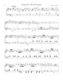Partition Sonata R.86 en D, clavier sonates R.81-90, Soler, Antonio