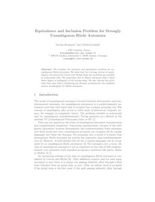 Equivalence and Inclusion Problem for Strongly Unambiguous Buchi Automata