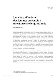 Les choix d activité des femmes en couple : une approche longitudinale - article ; n°1 ; vol.349, pg 125-140