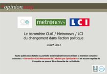 OpinionWay : Le baromètre CLAI / Metronews / LCI du changement dans l’action politique
