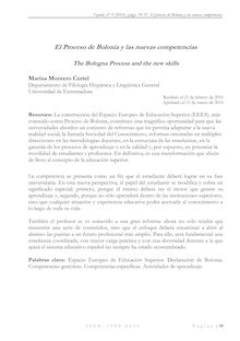 El Proceso de Bolonia y las nuevas competencias (The Bologna Process and the new skills)