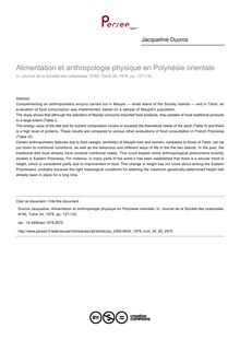 Alimentation et anthropologie physique en Polynésie orientale - article ; n°60 ; vol.34, pg 127-132