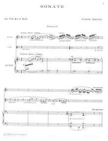 Partition complète, Sonata pour flûte, viole de gambe & harpe, Debussy, Claude