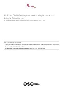 H. Buber, Die Verfassungsbeschwerde. Vergleichende und kritische Betrachtungen - note biblio ; n°4 ; vol.7, pg 853-853