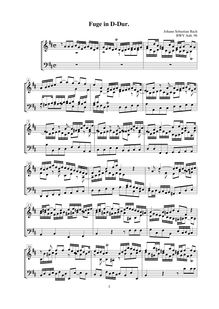 Partition complète, Fugue en D major, D major, Bach, Johann Sebastian