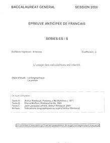 Français 2006 Scientifique Baccalauréat général