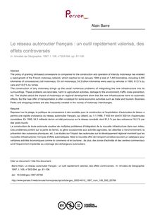 Le réseau autoroutier français : un outil rapidement valorisé, des effets controversés  - article ; n°593 ; vol.106, pg 81-106