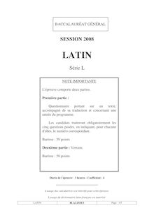Latin 2008 Littéraire Baccalauréat général