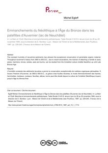 Emmanchements du Néolithique à l Âge du Bronze dans les palafittes d Auvernier (lac de Neuchâtel) - article ; n°1 ; vol.15, pg 229-245
