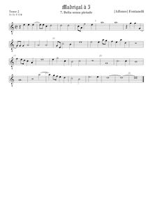 Partition ténor viole de gambe 2, octave aigu clef, Secondo Libro de Madrigali