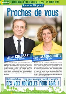 Mérignac 2 présentation des candidats EELV, Sylvie CASSOU SCHOTTE & Gérard CHAUSSET