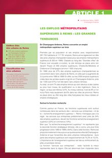 Reims : les emplois métropolitains supérieurs... en quête de métropole Les emplois métropolitains supérieurs à Reims : les grandes tendances 