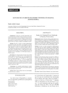 ESTUDIO DE UN BROTE DE FIEBRE TIFOIDEA EN BAIONA (PONTEVEDRA) (Study of a Typhoid Fever Outbreakin Baiona (Pontevedra))