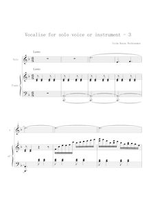 Partition No.3, Vocalises, Vocalises for Solo Voice or Instrument and Piano