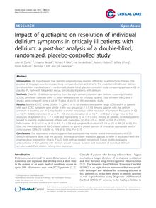 Impact of quetiapine on resolution of individual delirium symptoms in critically ill patients with delirium: a post-hocanalysis of a double-blind, randomized, placebo-controlled study