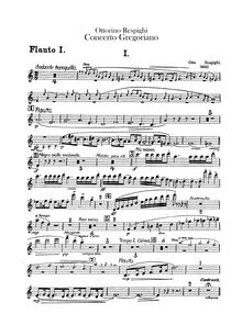 Partition flûte 1, 2, Concerto Gregoriano, Respighi, Ottorino