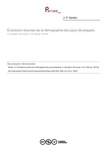 Évolutions récentes de la démographie des pays développés - article ; n°4 ; vol.55, pg 729-764