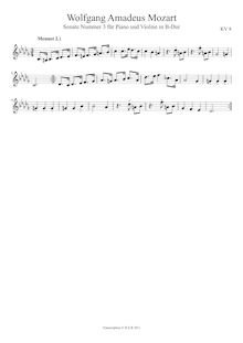 Partition , Menuet 2 (violon Score), violon Sonata, Violin Sonata No.3