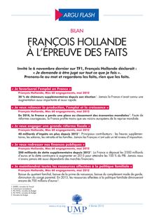 Bilan : François Hollande à l épreuve des faits