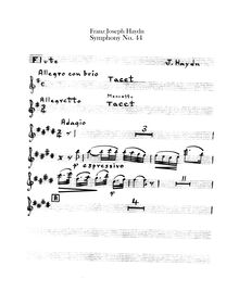 Partition flûte, Symphony No.44 en E minor Mourning, Sinfonia No.44, Trauersymphonie