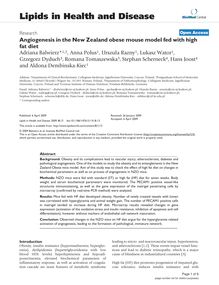 Angiogenesis in the New Zealand obese mouse model fed with high fat diet