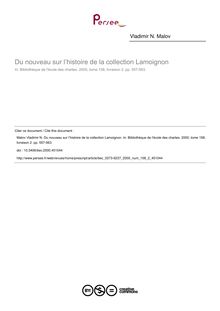 Du nouveau sur l’histoire de la collection Lamoignon - article ; n°2 ; vol.158, pg 557-563