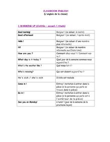 L anglais en classe - Apprendre l anglais en ligne