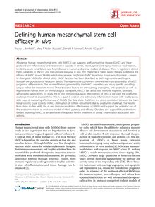 Defining human mesenchymal stem cell efficacy in vivo