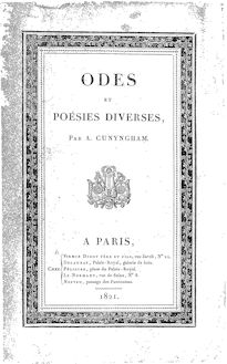 Odes et poésies diverses , par A. Cunyngham