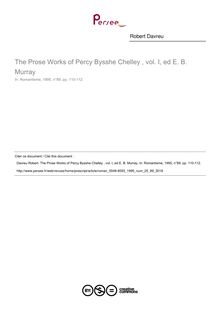 The Prose Works of Percy Bysshe Chelley , vol. I, ed E. B. Murray  ; n°89 ; vol.25, pg 110-112