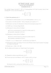 Ecricome 2003 mathematiques classe prepa hec (eco)