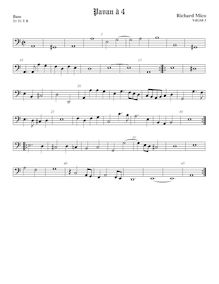 Partition viole de basse, pavanes pour 4 violes de gambe, Mico, Richard par Richard Mico