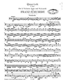 Partition violoncelle, corde quatuor No.4 en C major, Schubert, Franz