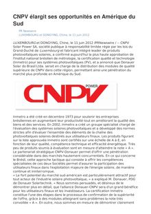 CNPV élargit ses opportunités en Amérique du Sud