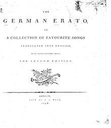 Partition Complete book, pour German Erato, A Collection of Favourite (German) Songs translated into English, with their original Music