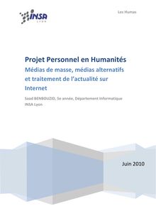 Projet Personnel en Humanités