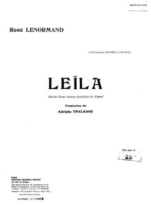 Partition , Léïla, 2 Mélodies, Lenormand, René